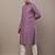 Men's straight lavender viscose silk embroidery kurta full sleeve