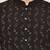 Men's straight black viscose silk embroidery kurta full sleeve