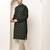 Men's straight green viscose silk embroidery kurta full sleeve