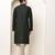 Men's straight green viscose silk embroidery kurta full sleeve
