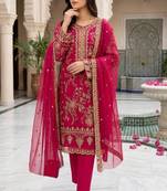 rani pink silk embroidered sequin - salwar suit