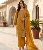 yellow silk embroidered sequin - salwar suit