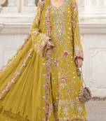 yellow silk embroidered sequin - salwar suit
