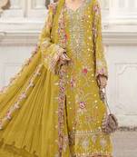 yellow silk suit with embroidery & sequin work