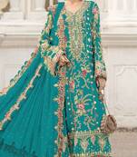 turquoise silk embroidered sequin - salwar suit