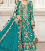 turquoise silk suit with embroidery & sequin work