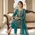 turquoise silk embroidered sequin - salwar suit
