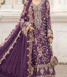 purple silk embroidered sequin - salwar suit