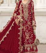 red silk embroidered sequin - salwar suit