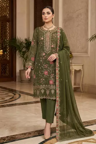 mehendi silk embroidered sequin - salwar suit