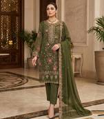 mehendi silk embroidered sequin - salwar suit