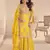 yellow shimmer hand embroidered palazzo suit