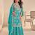 turquoise shimmer suit with hand & embroidery work-full stitched free size