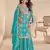 turquoise shimmer hand embroidered palazzo suit