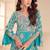 turquoise shimmer suit with hand & embroidery work-full stitched free size