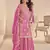 pink shimmer hand embroidered palazzo suit