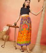 Women floral maxi flared skirt