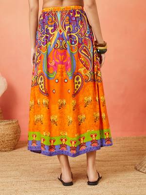 Women floral maxi flared skirt 4