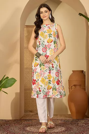 Floral printed kurta set for womens