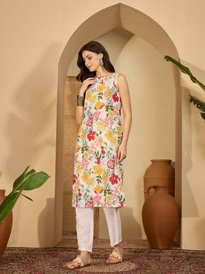 Floral printed kurta set for womens 4