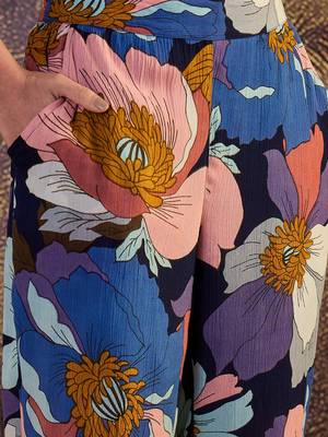 women's blue viscose rayon top with trouser co-ord set 5