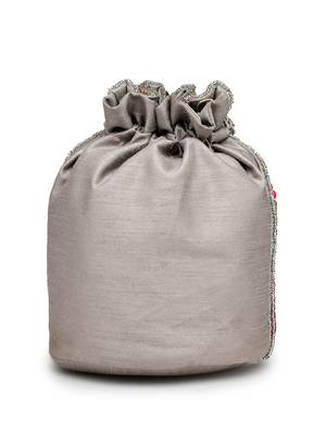 Anekaant beaded muse grey faux silk abstract embellished pattern potli 6