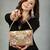 Anekaant beaded botanica gold suede swirl embellished clutch