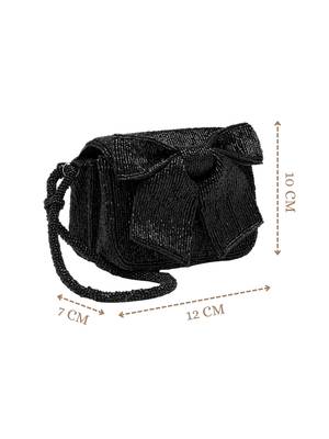 beaded muse black cotton statement bow embellished clutch 5