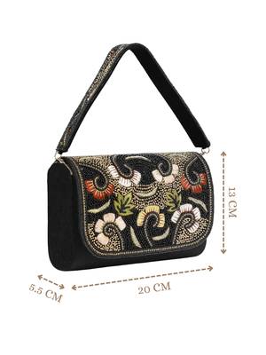  beaded botanica black suede swirl embellished clutch 5
