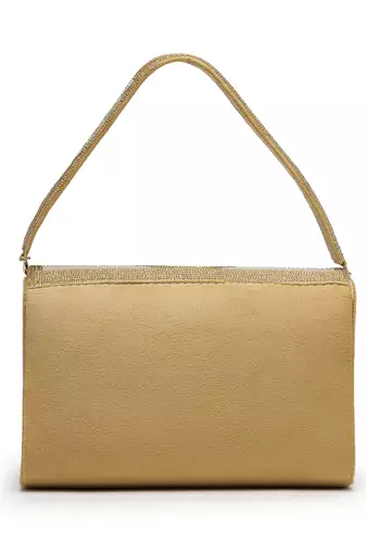 Anekaant beaded botanica gold suede swirl embellished clutch