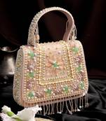 Anekaant blush & bead pink satin concentric beadwork embellished clutch