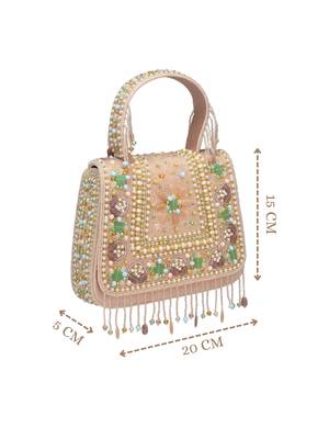 Anekaant blush & bead pink satin concentric beadwork embellished clutch 5