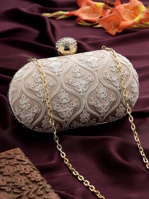  woven reverie lilac faux silk floral vine embroidered clutch 1