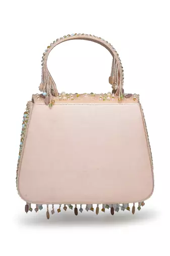 Anekaant blush & bead pink satin concentric beadwork embellished clutch