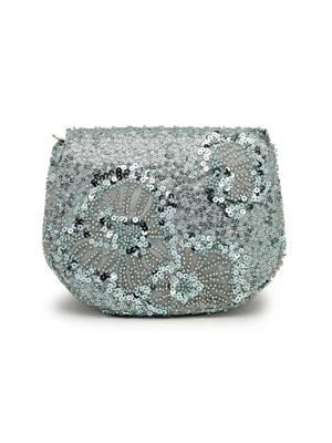  petal posh steel blue faux silk floral embellished clutch 6