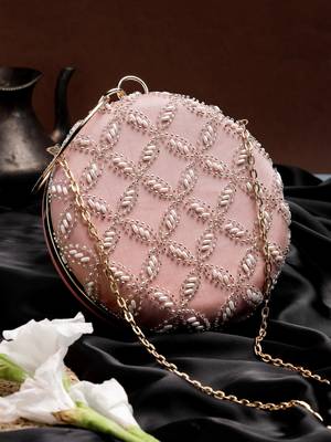 Anekaant glided gleam pink net diamond embellished clutch 1