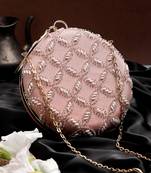 Anekaant glided gleam pink net diamond embellished clutch