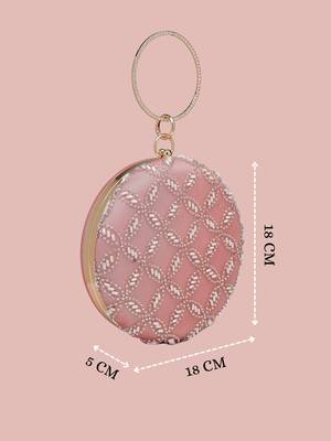 Anekaant glided gleam pink net diamond embellished clutch 5