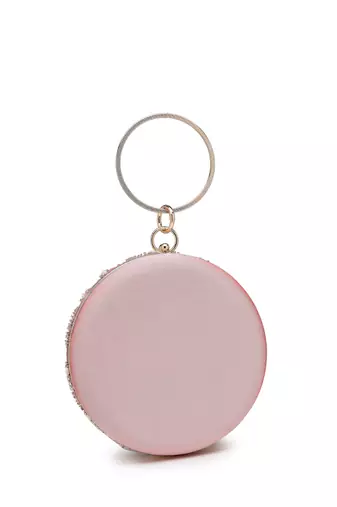 Anekaant glided gleam pink net diamond embellished clutch