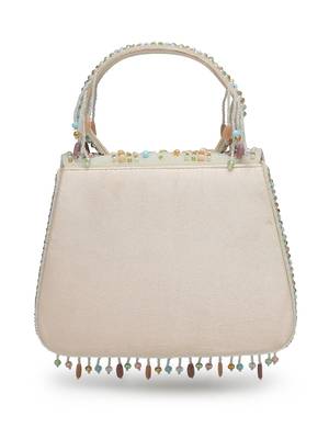 Anekaant blush & bead ivory satin concentric beadwork embellished clutch 6