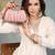 Anekaant glided gleam dusty pink net striped embellished clutch