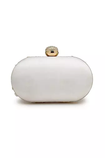 Anekaant glided gleam ivory net floral embellished clutch