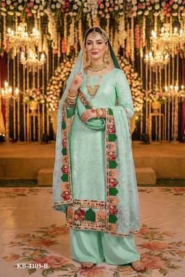sky blue georgette embroidered sequin salwar kameez 1