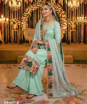 sky blue georgette embroidered sequin salwar kameez 2
