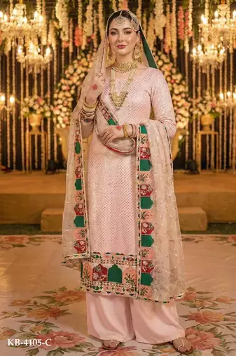 pink georgette embroidered sequin salwar kameez