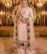 pink georgette suit with embroidery & sequin work