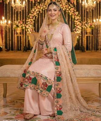 pink georgette embroidered sequin salwar kameez 2