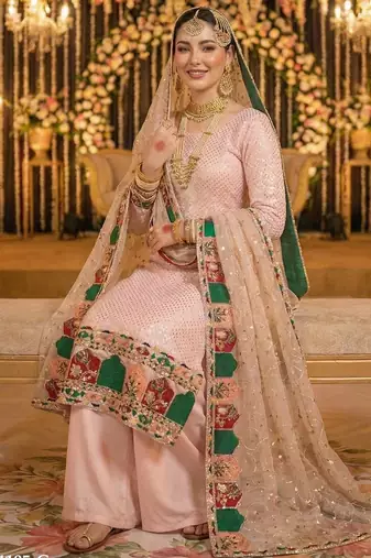 pink georgette embroidered sequin salwar kameez