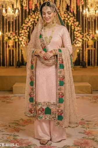 pink georgette embroidered sequin salwar kameez