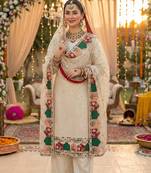 beige georgette suit with embroidery & sequin work